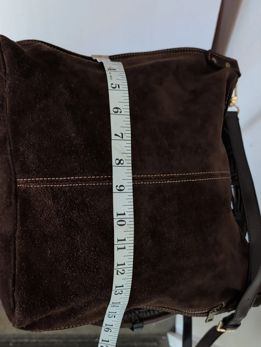 Sundance Distressed Suede Hobo Bag Purse Brown Bohemian Chic Long Strap